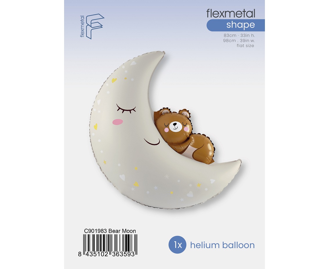 Balon foliowy 30" FX - Miś na księżycu, pakowany